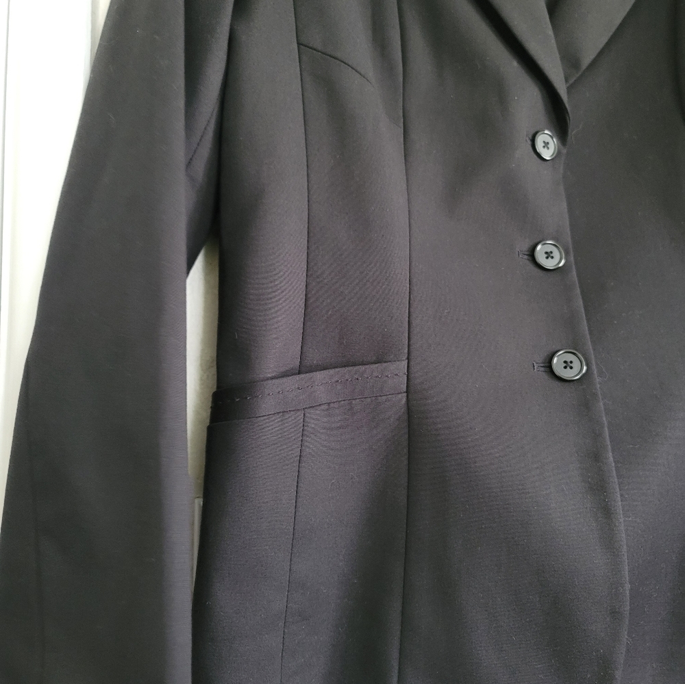 Tahari True Black Stretch Cotton Three Button Career Blazer Size Large - Picture 8 of 14